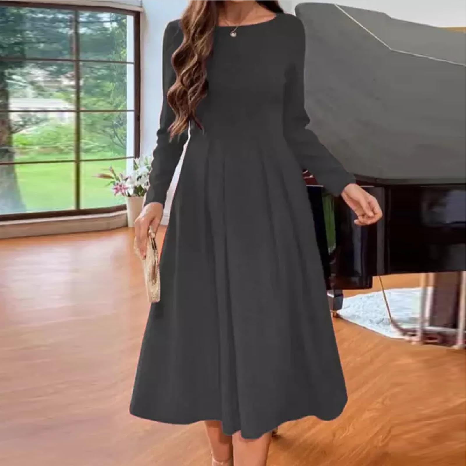 Long Sleeve Tea Length Dress